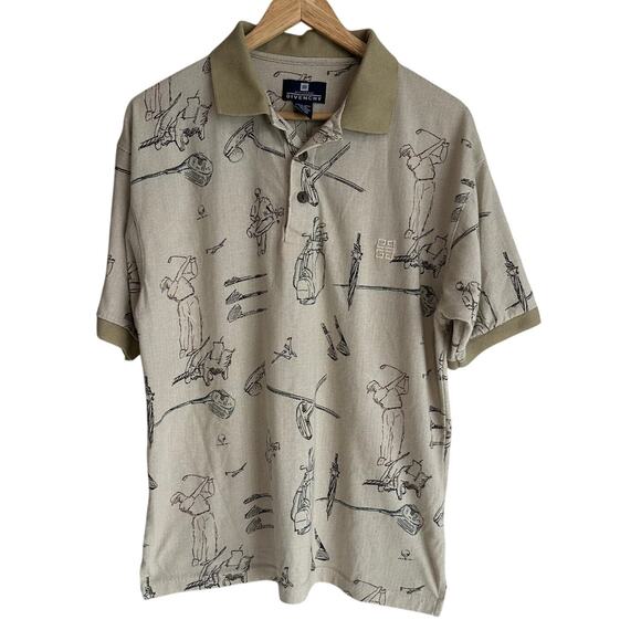 Givency Activewear Vintage Novelty Golf Print Polo M - Picture 1 of 10